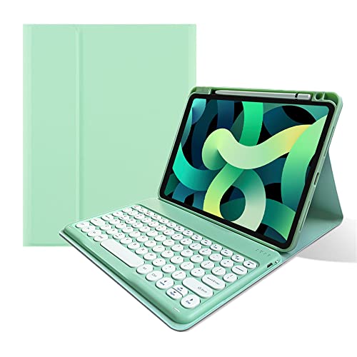 Tastatur-Schutzhülle für iPad Air 5. 4. Generation 11 Zoll (27,9 cm), iPad Pro 4. 3. 2. 1. Generation, Tastatur, Bleistift-Ladehalter, abnehmbare Bluetooth-Tastatur, Mintgrün von kaitesi