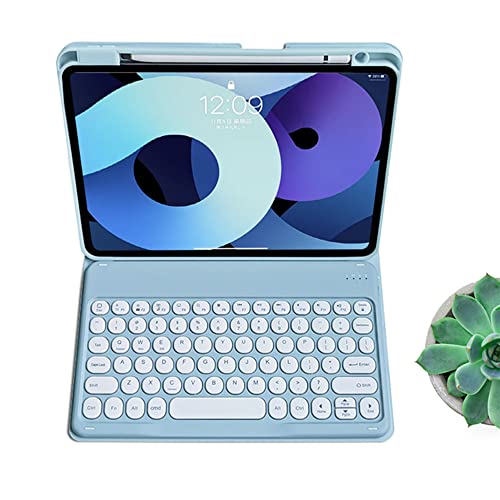 Tastaturhülle für iPad 10. Generation 10,9 Zoll, runde Tastenfarbe, abnehmbare Bluetooth-Tastatur und Stifthalter für iPad 10 2022 10,9 Zoll (Misty Blue) von kaitesi