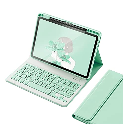 Tastaturhülle für iPad 9. 8. 7. Generation Air 3 Pro 10.5, magnetisch abnehmbare Bluetooth-Farbtastatur, Smart Folio-Hülle mit Stifthalter, Mintgrün von kaitesi