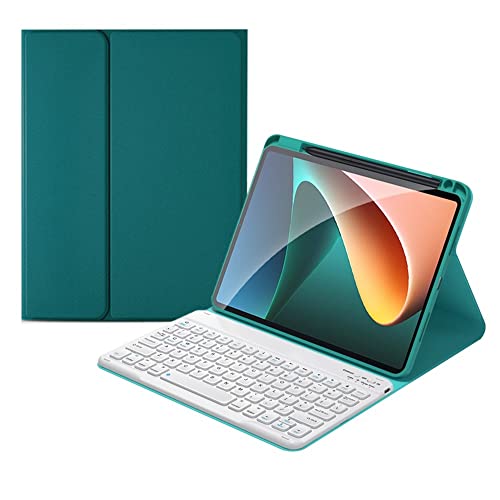 iPad 10. Generation 2022 10.9 Tastaturhülle – konkave Tasten – abnehmbare Bluetooth-Tastatur, schlankes Leder-Folio-Smart-Cover mit Stifthalter (Dunkelgrün + Weiß) von kaitesi