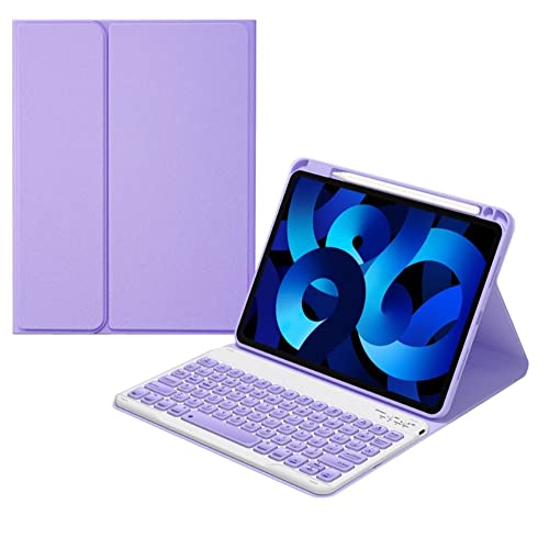 iPad Air 5. Generation Tastaturhülle, iPad Air 4. Generation, Tastaturhülle, unterstützt Bleistiftladung, abnehmbare Bluetooth-Tastatur, Folio-Smart-Cover für iPad Air 5 Air 4, Violett von kaitesi