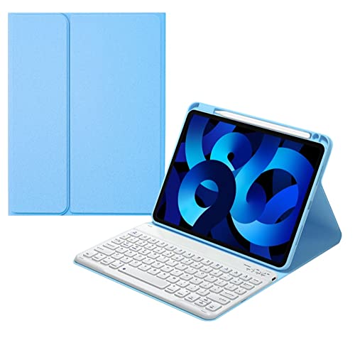 kaitesi Tastaturhülle für iPad Pro 11 Zoll 4. Generation 2022 1. / 2. / 3. Generation mit Tastatur, Bleistift-Halterung, konkave Taste, abnehmbare Bluetooth-Tastaturabdeckung, Blau von kaitesi
