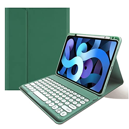 kaitesi Tastaturhülle für iPad Pro 11 Zoll M4, runde Tastenfarbe, abnehmbare Bluetooth-Tastatur und Stifthalter für iPad Pro 11 Zoll 2024, Dunkelgrün von kaitesi