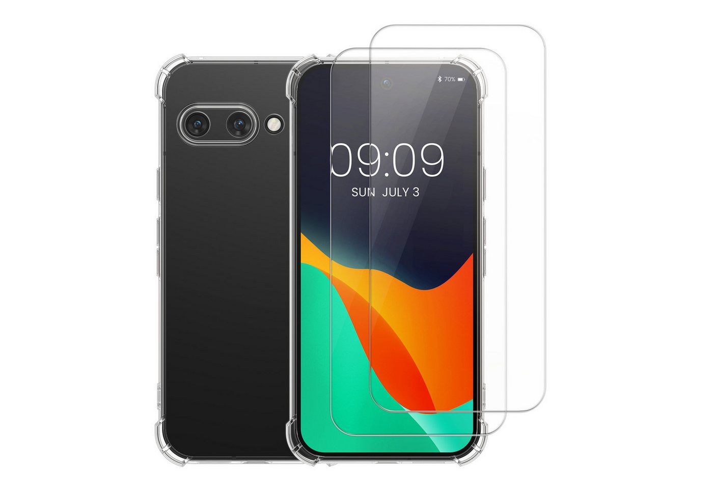 kalibri Handyhülle Hülle für Google Pixel 9a Case, Handyhülle mit 2x Glas Schutz Folie - Cover Handyhülle von kalibri