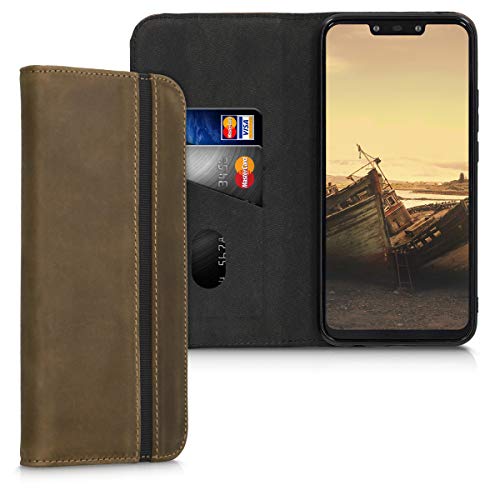 kalibri Hülle kompatibel mit Huawei Mate 20 Lite Hülle - Leder Handy Schutzhülle - Wallet Cover Handyhülle Braun von kalibri