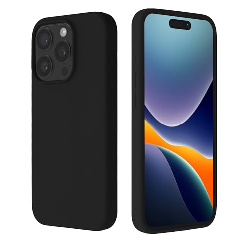 kalibri Premium Silikon Handyhülle kompatibel mit Apple iPhone 15 Pro Hülle - Handy Silikon Case - stoßfeste Schutzhülle mit weichem Mikrofaserfutter - Schwarz von kalibri