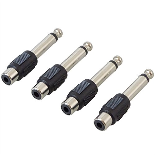 keepdrum ADA050 Audio-Adapter Cinch Female zu Klinke-Stecker 6,3mm 4 STÜCK von keepdrum