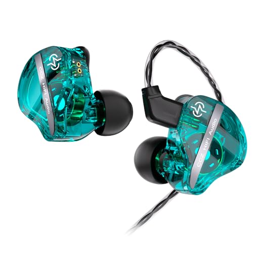 keephifi CCZ DC01 Pro In-Ear-Monitor-Kopfhörer, 1DD Bass HiFi IEM kopfhörer,V-Shape-Tuning kabelgebundene In-Ear-Ohrhörer, abnehmbaren 2pin-Z-OFC-Kabeln für Musiker, Schlagzeuger(Grün,kein mikro) von keephifi