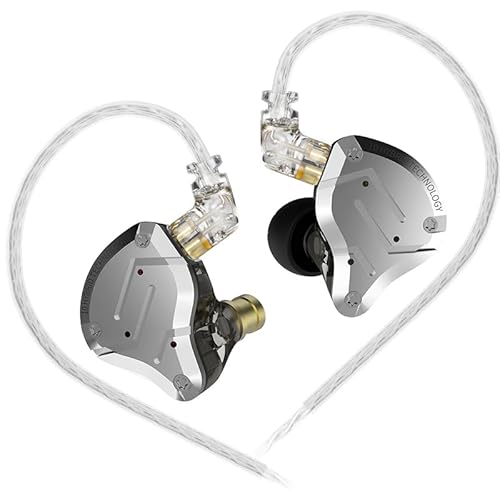 keephifi KZ ZS10 Pro KZ In-Ear-Monitor,5 Treiber 4BA + 1DD IEM-Kopfhörer, In-Ear-HiFi-Metall-Kopfhörer mit Edelstahl-Frontplatte, 2-poliges abnehmbares Kabel (schwarz, kein Mikrofon) von keephifi