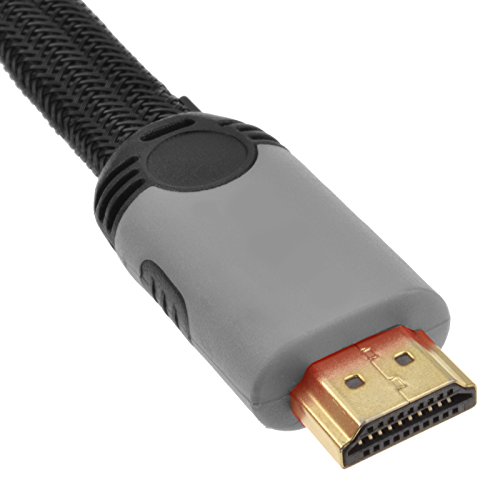 Geflochten Verluste Profil Flach HDMI Für HD TV Hoch Geschwindigkeit Anschlusskabel Kabel 2 m Grey [2 Meter/2m] von kenable