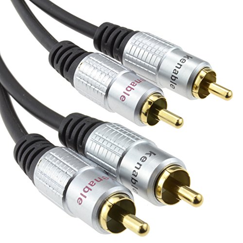 Profi Audio Metall 2 x Chinch Cinch Stecker Zum 2x Stecker Kabel Anschlusskabel Vergoldeten 1 m [1 Meter/1m] von kenable