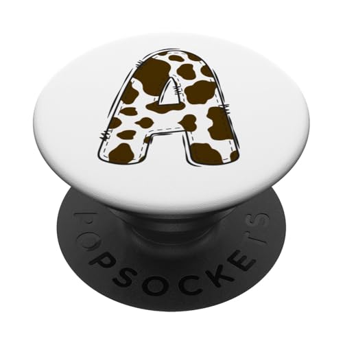 Buchstabe A Initiale Alphabet Monogramm Kuh Muster PopSockets Klebender PopGrip von kimiqueMonogram