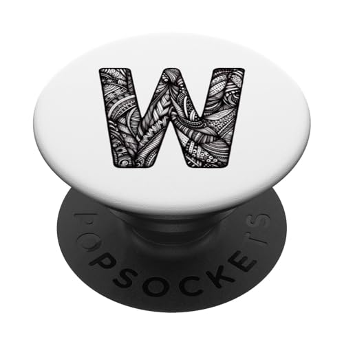 Buchstabe W Initiale Alphabet Schwarz Monogramm PopSockets Klebender PopGrip von kimiqueMonogram