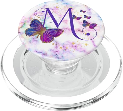 Violetter Schmetterlings-Buchstabe M, Initiale Monogramm PopSockets PopGrip für MagSafe von kimiqueMonogram