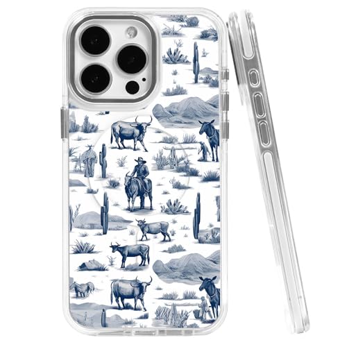 kiritfox Magnetische Schutzhülle für iPhone 13, Vintage-Westernpferde, Kuh-Handyhülle [kompatibel mit MagSafe und stoßfestem Schutz], Hülle für iPhone 13 von kiritfox