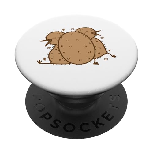 Zwei Kiwi-Vögel mit einer Kiwifrucht PopSockets Klebender PopGrip von kiwi bird kiwi fruit ratite maori new zealand