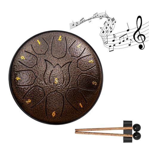 15.2 cm 11 Tone Steel Tongue Drum Hand Pan Drum Drumstick Percussion Musikinstrument Yoga Entspannung Glucopon Tamburin von kkiuop