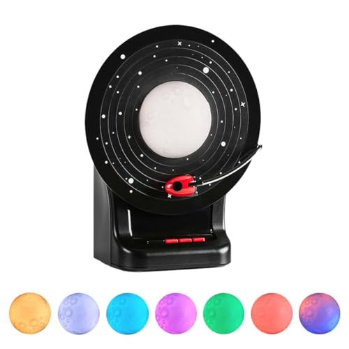 kkiuop Lautsprecher Space Planet Nachtlicht Bluetooth Lautsprecher mit Aufnahme Musik Touchable Dimmen Design Vinyl C2R1 Lampe Mond von kkiuop