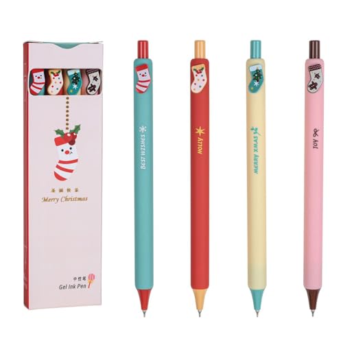 kokdid 4 Stück/Set Weihnachtsgelschreiber, 0,5 mm, neutraler Stift, Geltinten, Schreibwaren, Stift, Schulbedarf zum Schreiben von kokdid