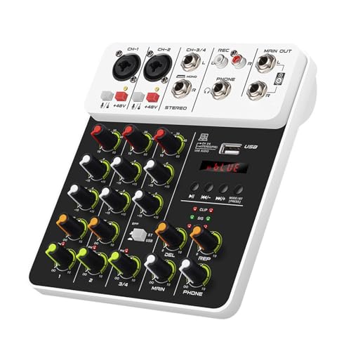 kowaku Audiomixer Soundboard Mischpult, tragbar, wiederaufladbar, professioneller Soundmixer Stereo-DJ-Mixer für Heimauftritte von kowaku