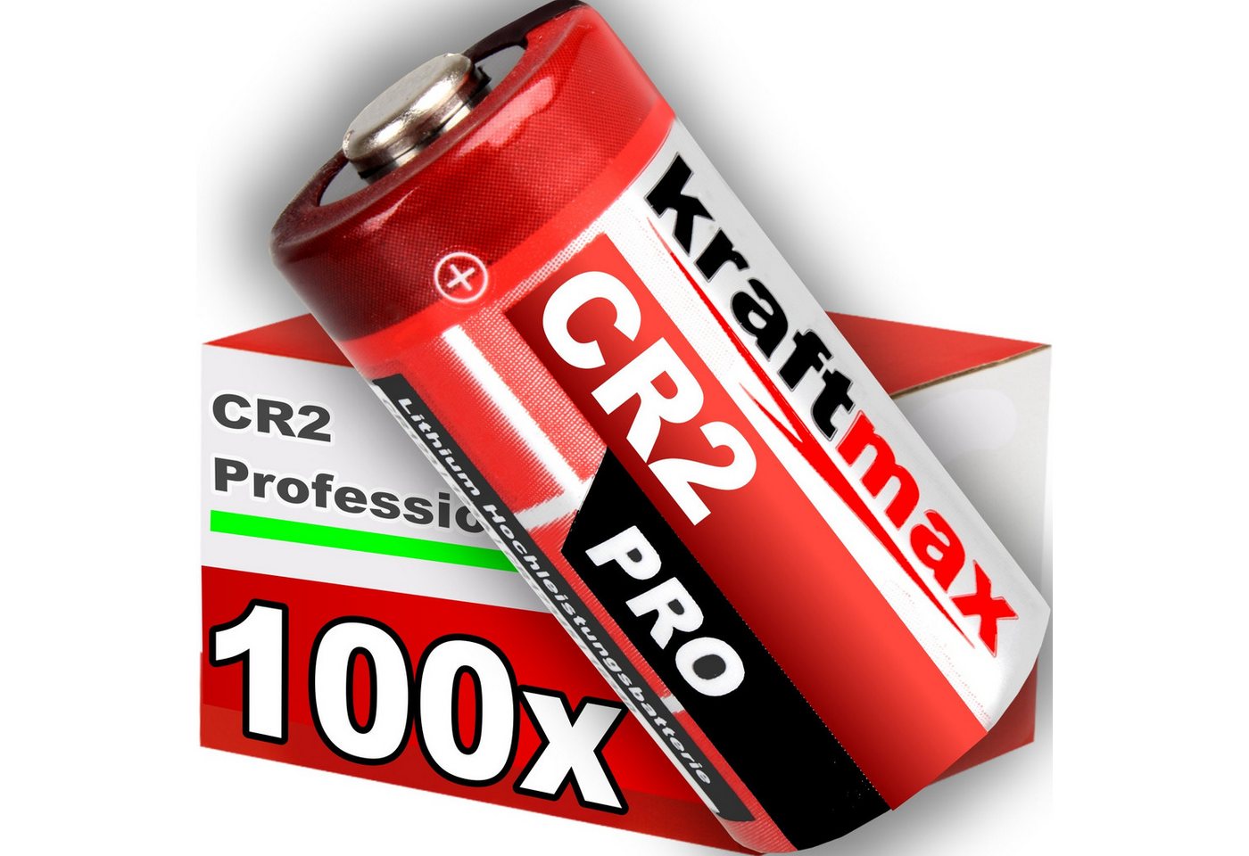 kraftmax 100er Pack CR2 Lithium Hochleistungs- Batterie Akku (1 St) von kraftmax