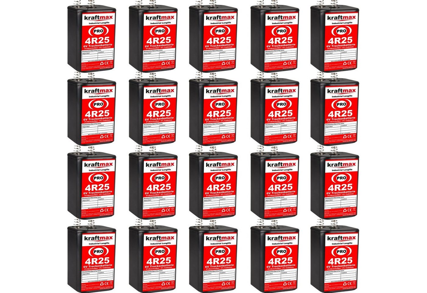 kraftmax 20er Pack 4R25 PRO - 6V Longlife Blockbatterie Batterie, (1 St) von kraftmax