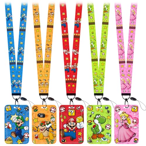 Mario-Umhängeband für Schlüssel, Mario-Ausweishalter, Schlüsselanhänger, Karten-Lanyards, Mario-Partygeschenke für Mädchen, Jungen, Kinder, Lehrer, 5 Stück Mario-Umhängeband für Schlüssel, Mario-Ausweishalter, Schlüsselanhänger, Karten-Lanyards, Mario-Partygeschenke für Mädchen, Jungen, Kinder, Lehrer, 5 Stück von krelhia