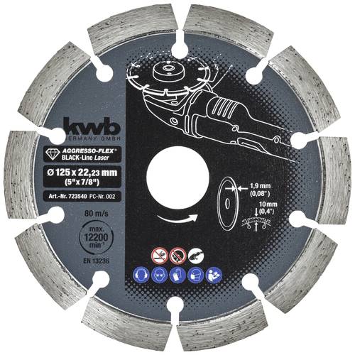 Kwb 723540 Diamanttrennscheibe Durchmesser 125mm Bohrungs-Ø 22mm 1St. von kwb