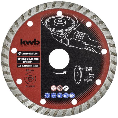 Kwb 797540 Diamanttrennscheibe Durchmesser 125mm Bohrungs-Ø 22mm Marmor, Keramik, Fliesen 1St. von kwb