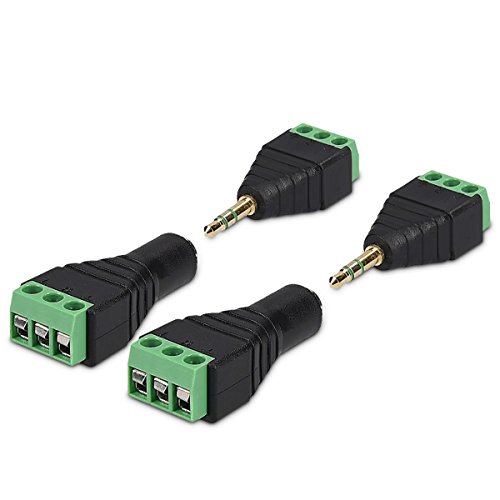 kwmobile 2X 3,5 mm Klinkenstecker Adapter - Klinke auf 3-Pin Audio Kabel Terminal Block Set - Terminalblock 3.5 mm Klinke 3-polig - Schraubbefestigung von kwmobile