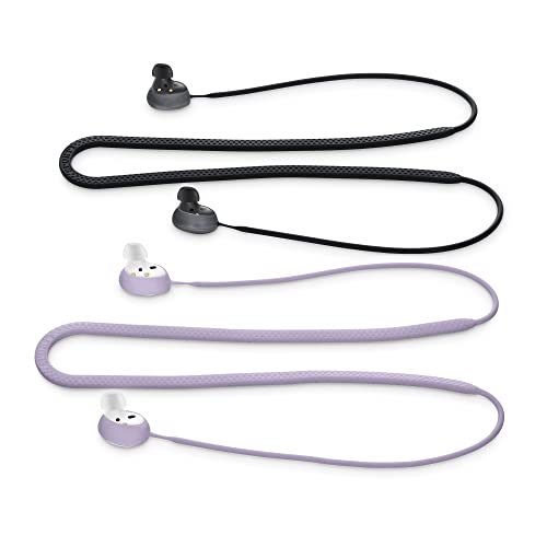 kwmobile 2X Halteband kompatibel mit Samsung Galaxy Buds 2 Headphones - Kopfhörer Halter Band Strap in Lavendel Schwarz von kwmobile