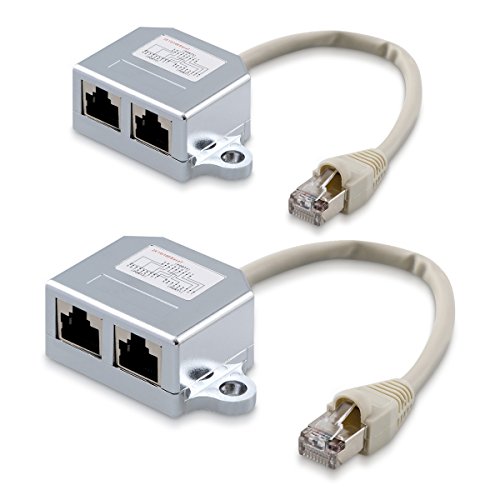 kwmobile 2x Netzwerkkabel Splitter Anschlussverdoppler - Netzwerk LAN Anschluss Verteiler - T-Adapter LAN-Kabel - RJ45 Stecker auf 2x RJ45 Ethernet von kwmobile