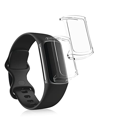 kwmobile 2X Schutzhülle kompatibel mit Fitbit Charge 6 / Charge 5 Hülle - Fullbody Cover Set aus Silikon - Transparent von kwmobile