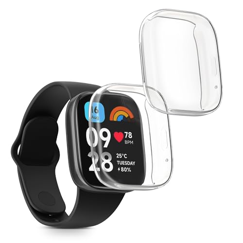 kwmobile 2X Schutzhülle kompatibel mit Xiaomi Redmi Watch 3 Active Hülle - Fullbody Cover Set aus Silikon - Transparent von kwmobile