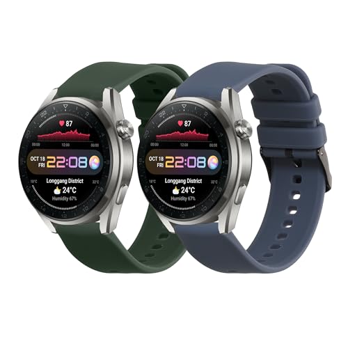 kwmobile 2X Sportarmband kompatibel mit Huawei Watch 4 Pro/Watch 4 / Watch 3 Pro/Watch 3 Armband - Fitnesstracker Band Set aus TPU Silikon von kwmobile