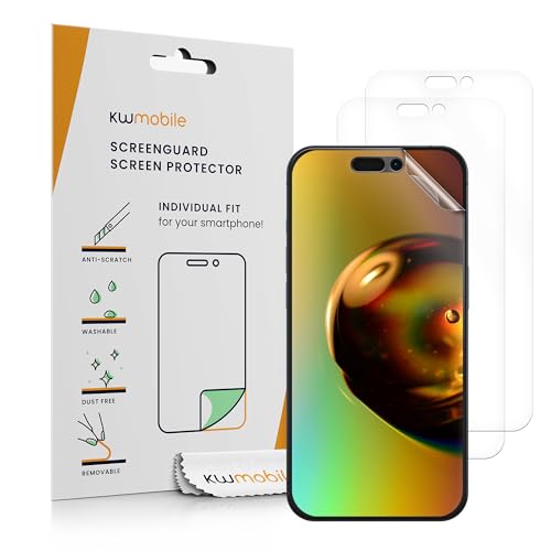 kwmobile 3X Displayschutzfolie kompatibel mit Apple iPhone 16 Pro Max Folie - klare Schutzfolien Set in transparent von kwmobile