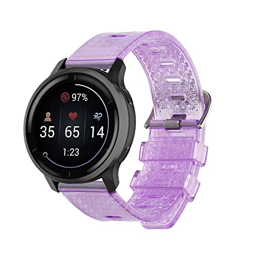 kwmobile Armband kompatibel mit Garmin 22mm vivoactive 4 / Venu 2 / Forerunner 255 Band - Glitzer TPU Ersatzarmband für Fitness Tracker - Violett Transparent von kwmobile