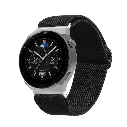 kwmobile Armband kompatibel mit Huawei Watch GT3 46mm / Watch GT3 Pro 46mm - Nylon Fitnesstracker Sportarmband Band in Schwarz - Innenmaße von 14-22 cm von kwmobile