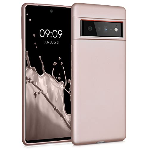 kwmobile Case kompatibel mit Google Pixel 6 Pro Hülle - Schutzhülle aus Silikon metallisch schimmernd - Handyhülle Metallic Rosegold von kwmobile