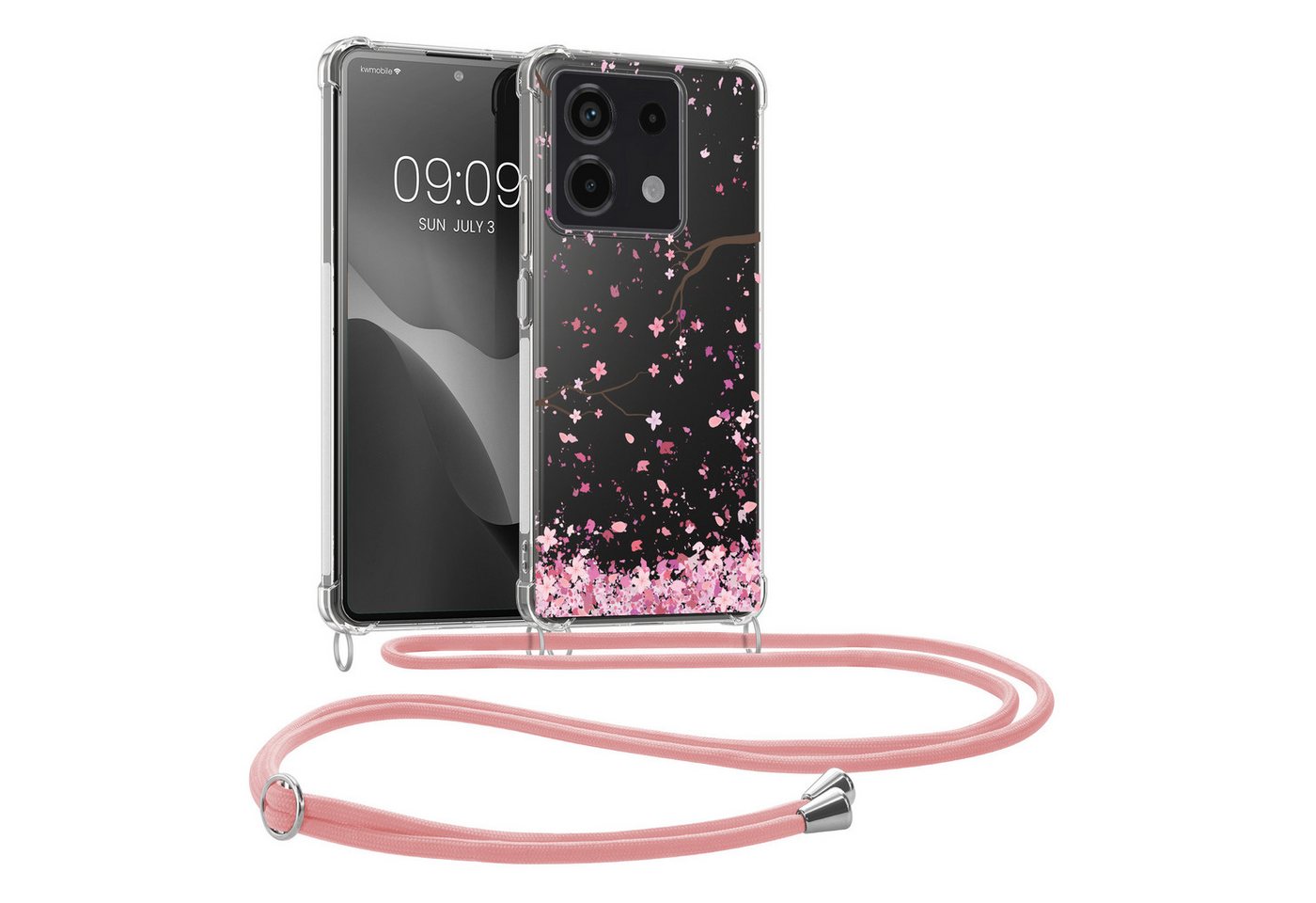 kwmobile Handyhülle Hülle für Xiaomi Redmi Note 13 4G, Silikon Handyhülle mit Kette - Handykette Handyband von kwmobile