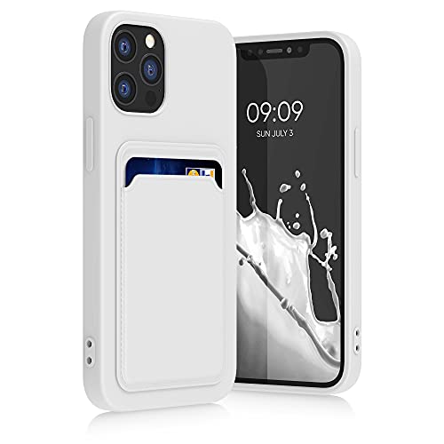 kwmobile Handyhülle kompatibel mit Apple iPhone 12 / iPhone 12 Pro Hülle - Handy Cover mit Fach für Karten - in Weiß matt von kwmobile