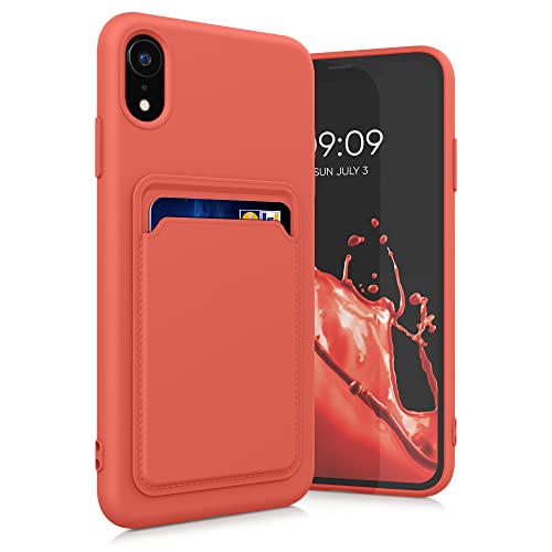 kwmobile Handyhülle kompatibel mit Apple iPhone XR Hülle - Handy Cover mit Fach für Karten - in Koralle von kwmobile