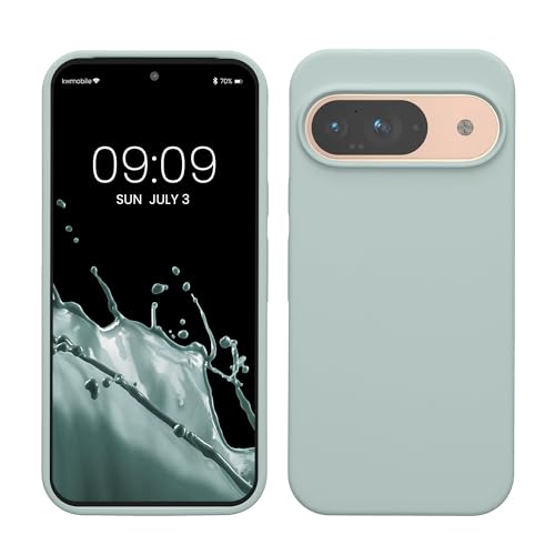 kwmobile Hülle kompatibel mit Google Pixel 9 / Pixel 9 Pro Hülle - Silikon Handy Case - Handyhülle weiche Oberfläche - kabelloses Laden - Cool Mint von kwmobile