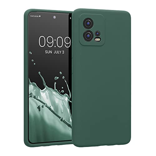 kwmobile Handyhülle kompatibel mit Motorola Moto G72 Hülle - gummierte Handy Case aus Silikon in Tannengrün von kwmobile