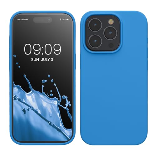 kwmobile Hülle für das iPhone 15 Pro Hülle - Silikon Handy Case - stoßfeste Handyhülle mit weicher Oberfläche - Sea Breeze von kwmobile