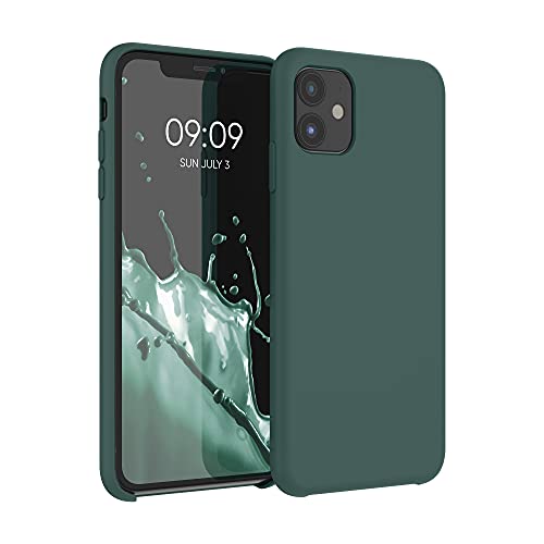 kwmobile Hülle kompatibel mit Apple iPhone 11 Hülle - Silikon Handy Case - Handyhülle weiche Oberfläche - kabelloses Laden - Moosgrün von kwmobile