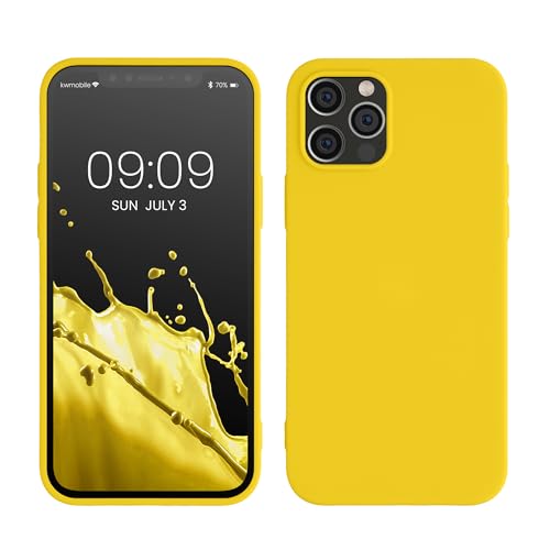 kwmobile Hülle kompatibel mit Apple iPhone 12 / iPhone 12 Pro Hülle - weiches TPU Silikon Case - Cover geeignet für kabelloses Laden - Strahlend Gelb von kwmobile