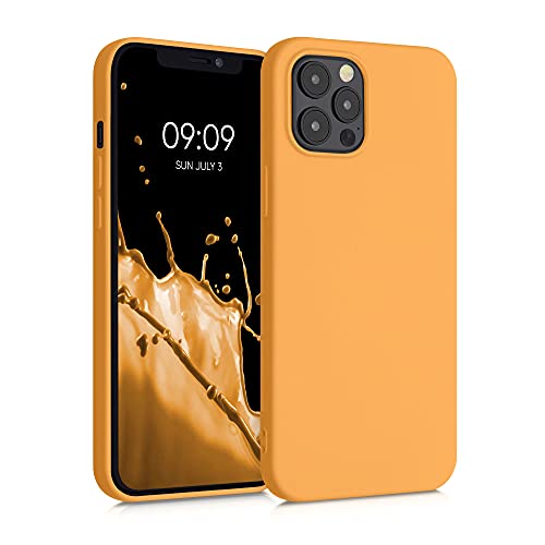 kwmobile Hülle kompatibel mit Apple iPhone 12 Pro Max Hülle - gummierte TPU Silikon Handyhülle - Schutzhülle für kabelloses Laden - Case in Marigold von kwmobile