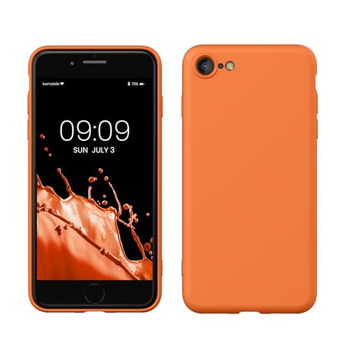 kwmobile Hülle kompatibel mit Apple iPhone SE (2022) / iPhone SE (2020) / iPhone 8 / iPhone 7 Hülle - gummierte TPU Silikon Handyhülle - Schutzhülle für kabelloses Laden - Case in Warme Aprikose von kwmobile