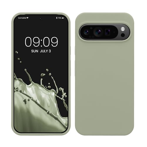 kwmobile Hülle kompatibel mit Google Pixel 9 Pro XL Hülle - Silikon Handy Case - Handyhülle weiche Oberfläche - kabelloses Laden - Graugrün von kwmobile